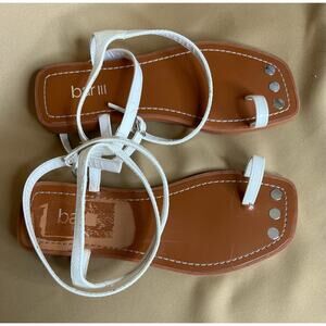 Bar III Ryanne White Patent Toe Loop Dressy Sandals 6.5 New